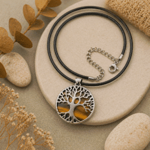 Pendentif Arbre de Vie en Œil de Tigre – Protection & Confiance