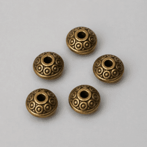 Perles intercalaires rondes motif ethnique 6mm – Bronze (lot de 5)
