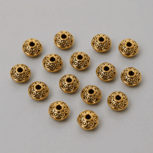 Perles intercalaires rondes motif bohème 6mm – Doré (lot de 5)