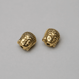 Perles tête de Bouddha 9x11 mm – Doré (lot de 2)