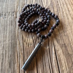 Mala noué 108 perles en Jaspe Fleur mat & Obsidienne