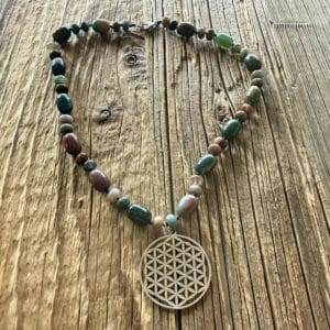 Collier Fleur de Vie – Agate Indienne