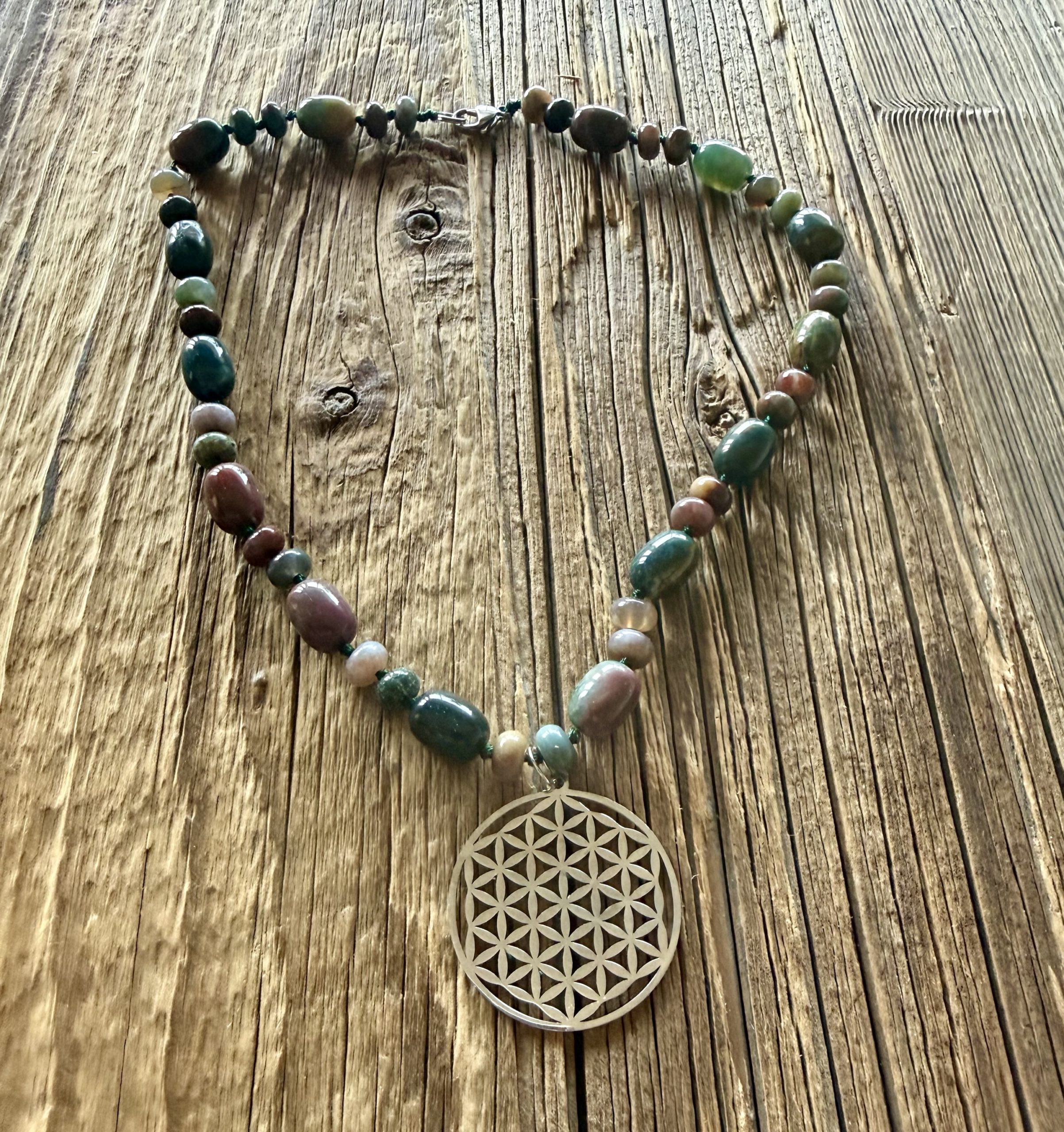 Collier Fleur de Vie – Agate Indienne