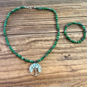Parure Arbre de Vie – Jade & Obsidienne Flocon