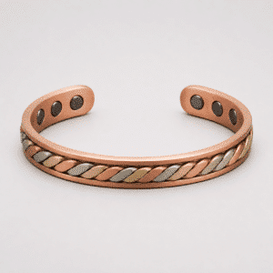 Bracelet en Cuivre avec 18 Aimants - Torsade tricolore - 0,8cm