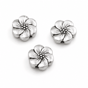 Perles Fleur Argentées 10 mm – Lot de 3
