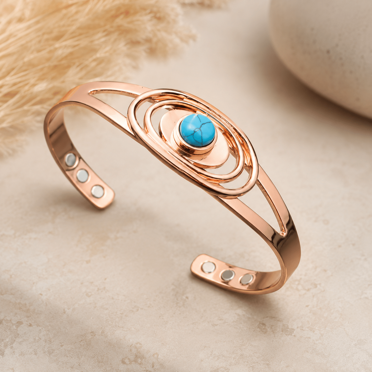 Bracelet en cuivre avec 6 Aimants – Turquénite & Ovales