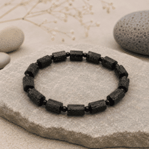 Bracelet en pierres brutes – Tourmaline noire & Shungite