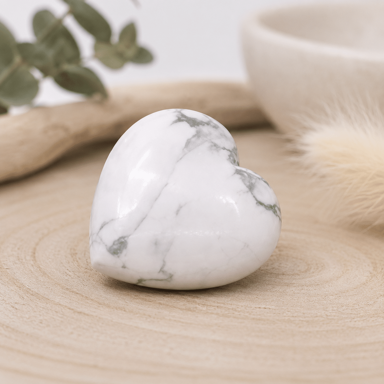 Cœur en Howlite – Calme & Patience - 3cm