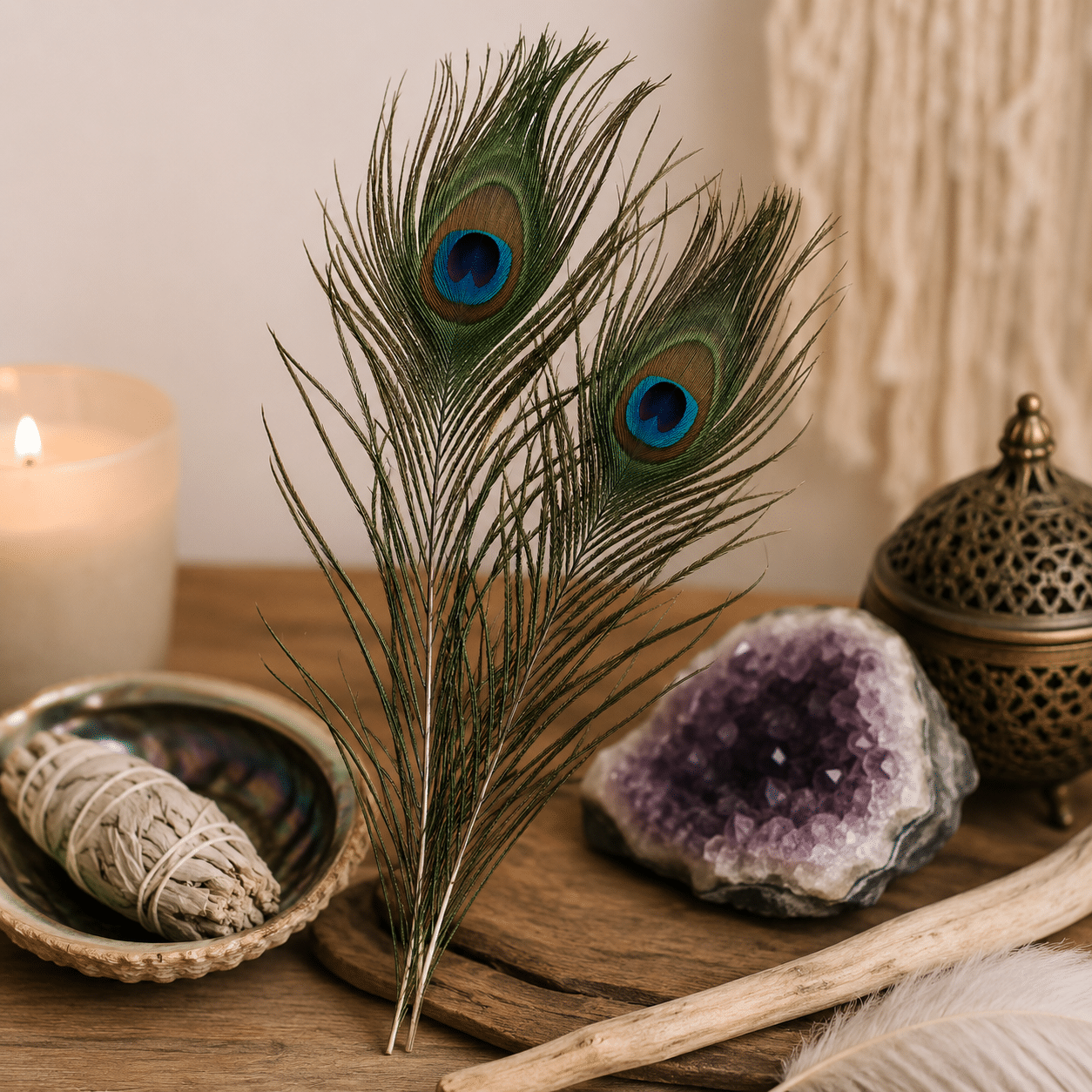 Plume de paon naturelle – Rituel & Fumigation