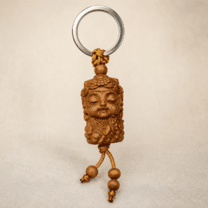 Porte-clés Bouddha sérénité en bois