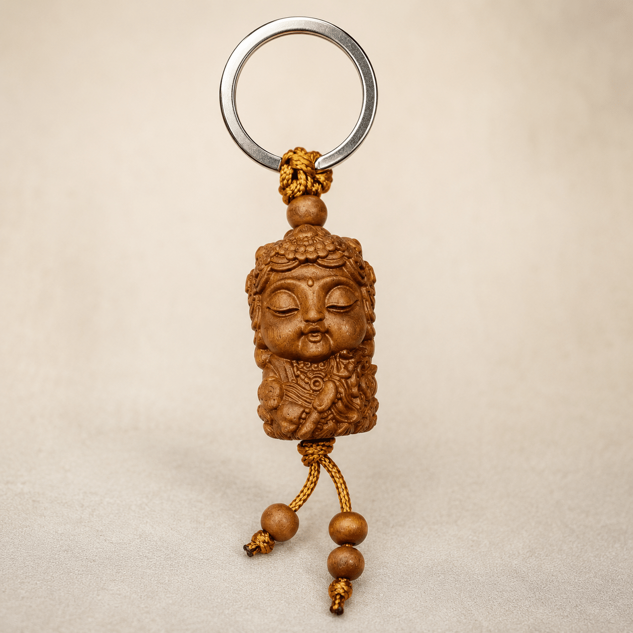 Porte-clés Bouddha sérénité en bois