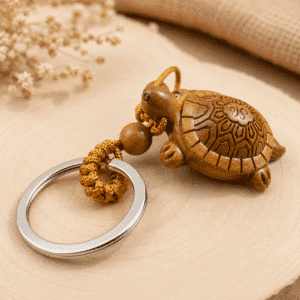 Porte-clés Tortue en bois – Symbole de longévité