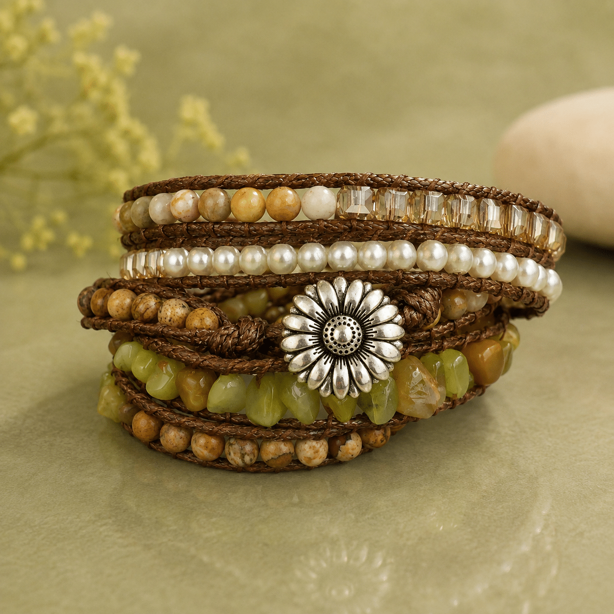 Bracelet Wrap – Jade, Jaspe Picasso & Agates