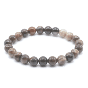 Bracelet en Agate Fossile d'Indonésie – Perles 8 mm