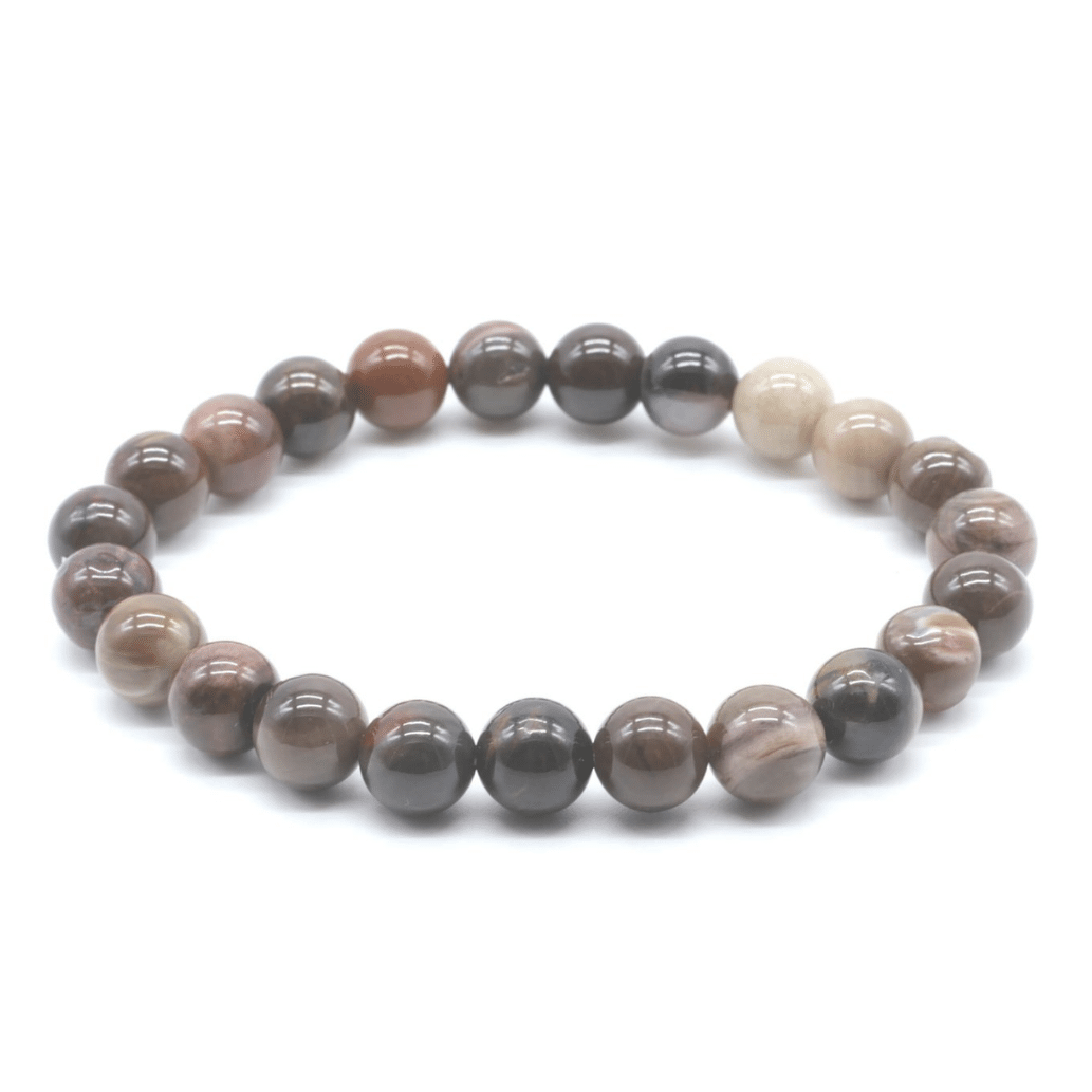 Bracelet en Agate Fossile d'Indonésie – Perles 8 mm