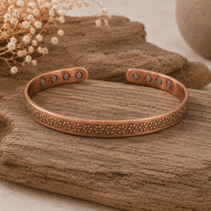 Bracelet en cuivre - 8 aimants – Motif Fleurs - 5mm