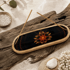 Porte-encens double en bois de manguier – Mandala